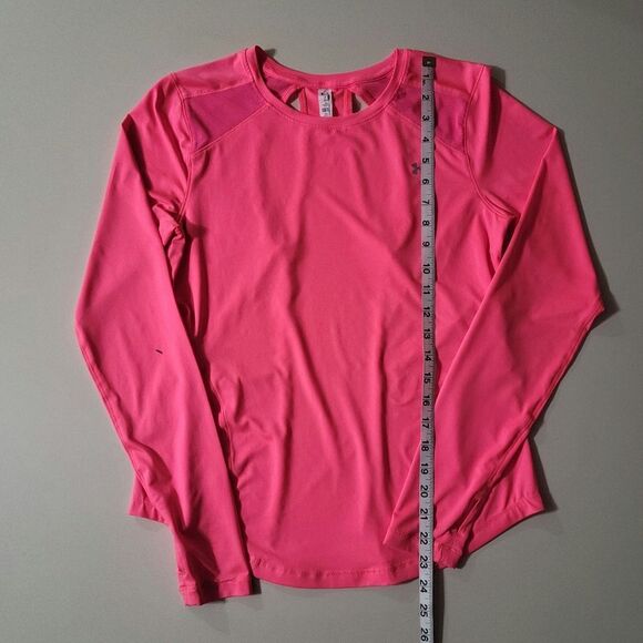 Under Armour Neon Pink Long Sleeve Crewneck Cutout Back HeatGear® Top - Picture 7 of 15